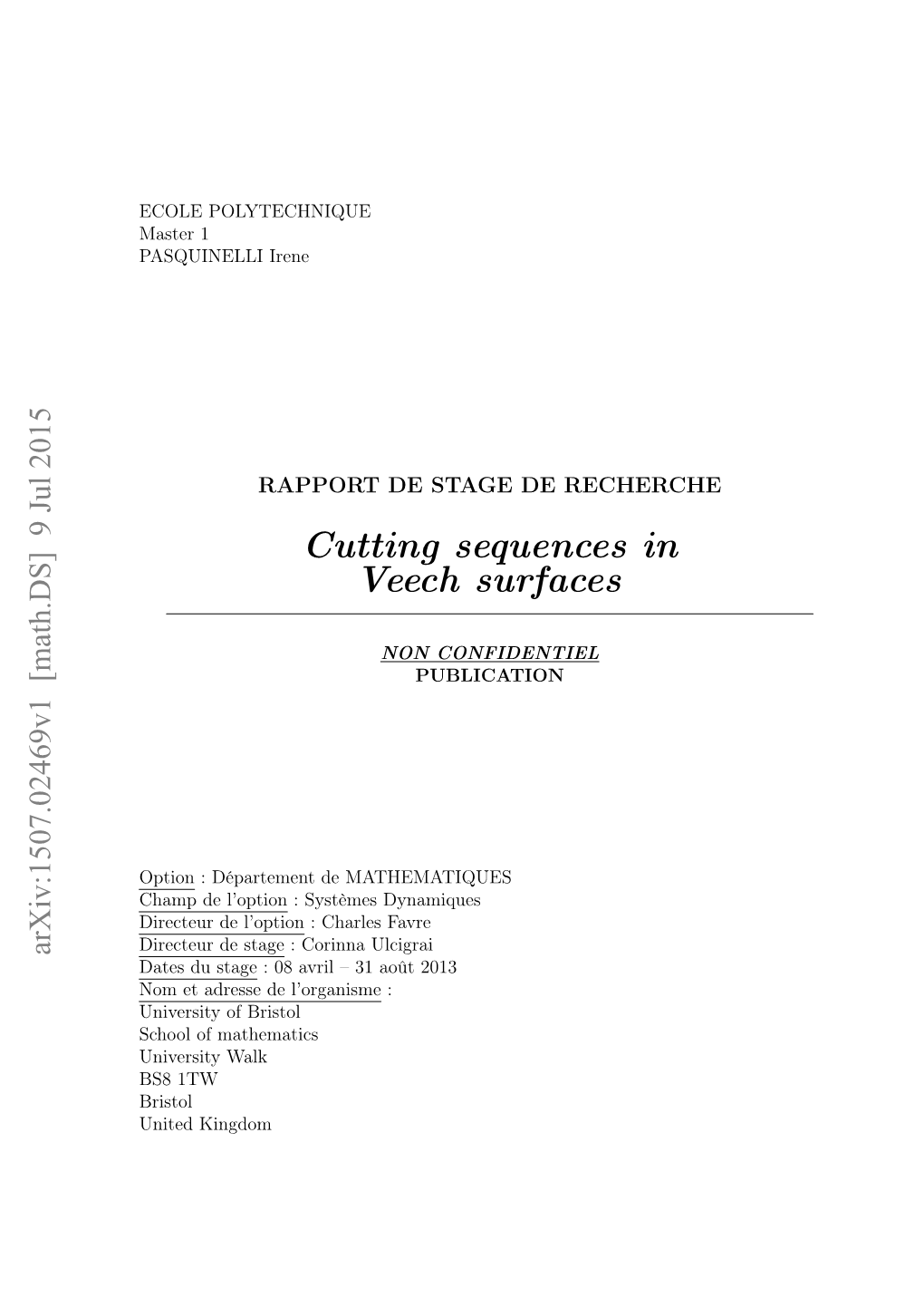 Cutting Sequences in Veech Surfaces