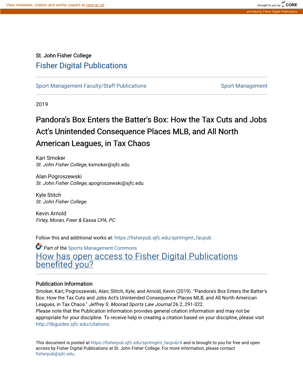 Pandora's Box Enters the Batter's Box: How the Tax Cuts and Jobs Act's Unintended Consequence Places MLB, and All North American Leagues, in Tax Chaos