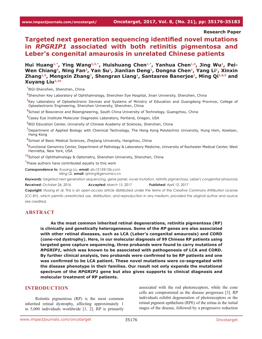 Targeted Next Generation Sequencing Identified Novel Mutations In