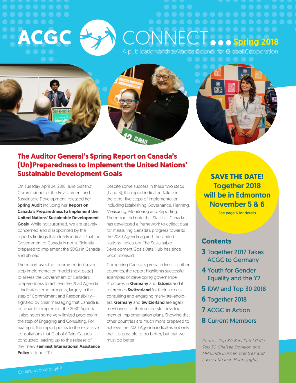 CONNECT Spring 2018 a Publication of the Alberta Council for Global Cooperation