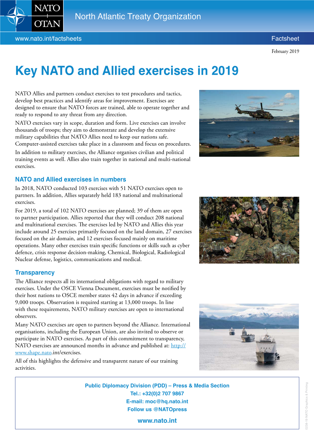 Key NATO and Allied Exercises in 2019