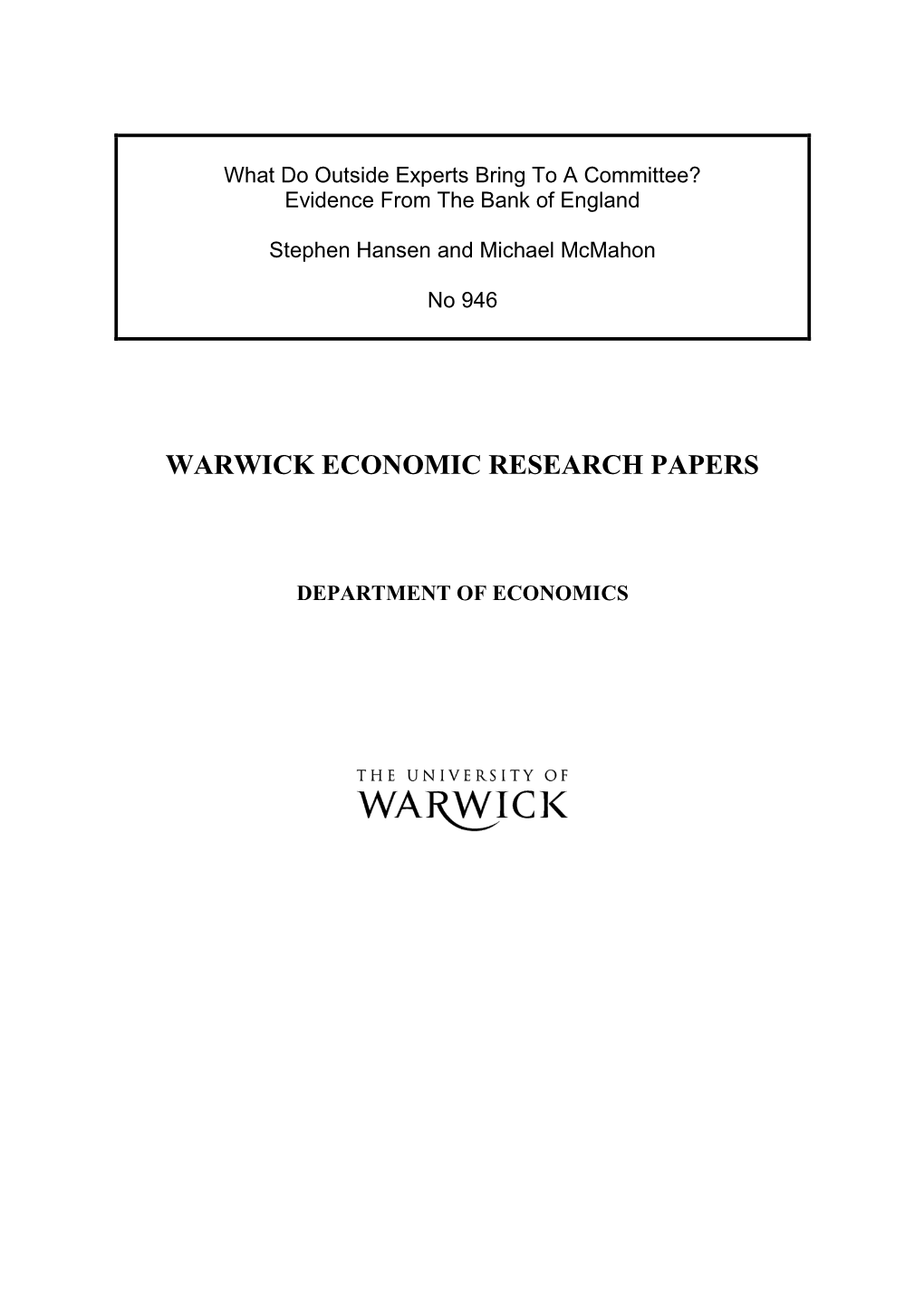 What Do Outside Experts Bring to a Committee? Evidence from the Bank of England