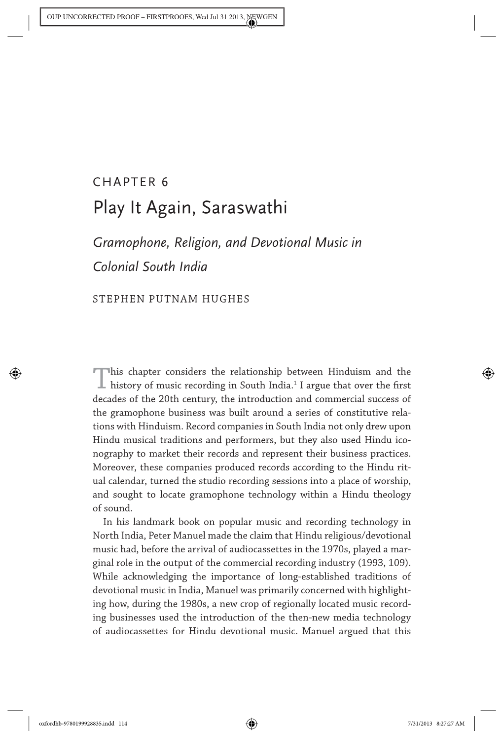 Play It Again, Saraswathi