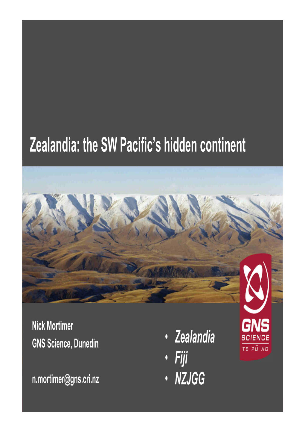 Zealandia: the SW Pacific’S Hidden Continent