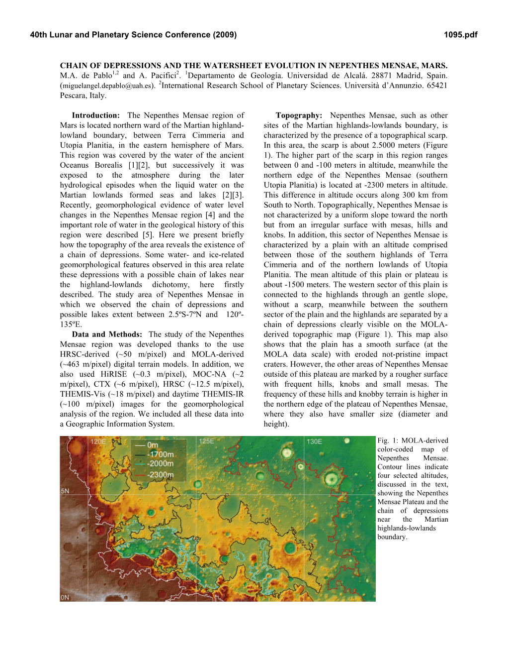 Chain of Depressions and the Watersheet Evolution in Nepenthes Mensae, Mars