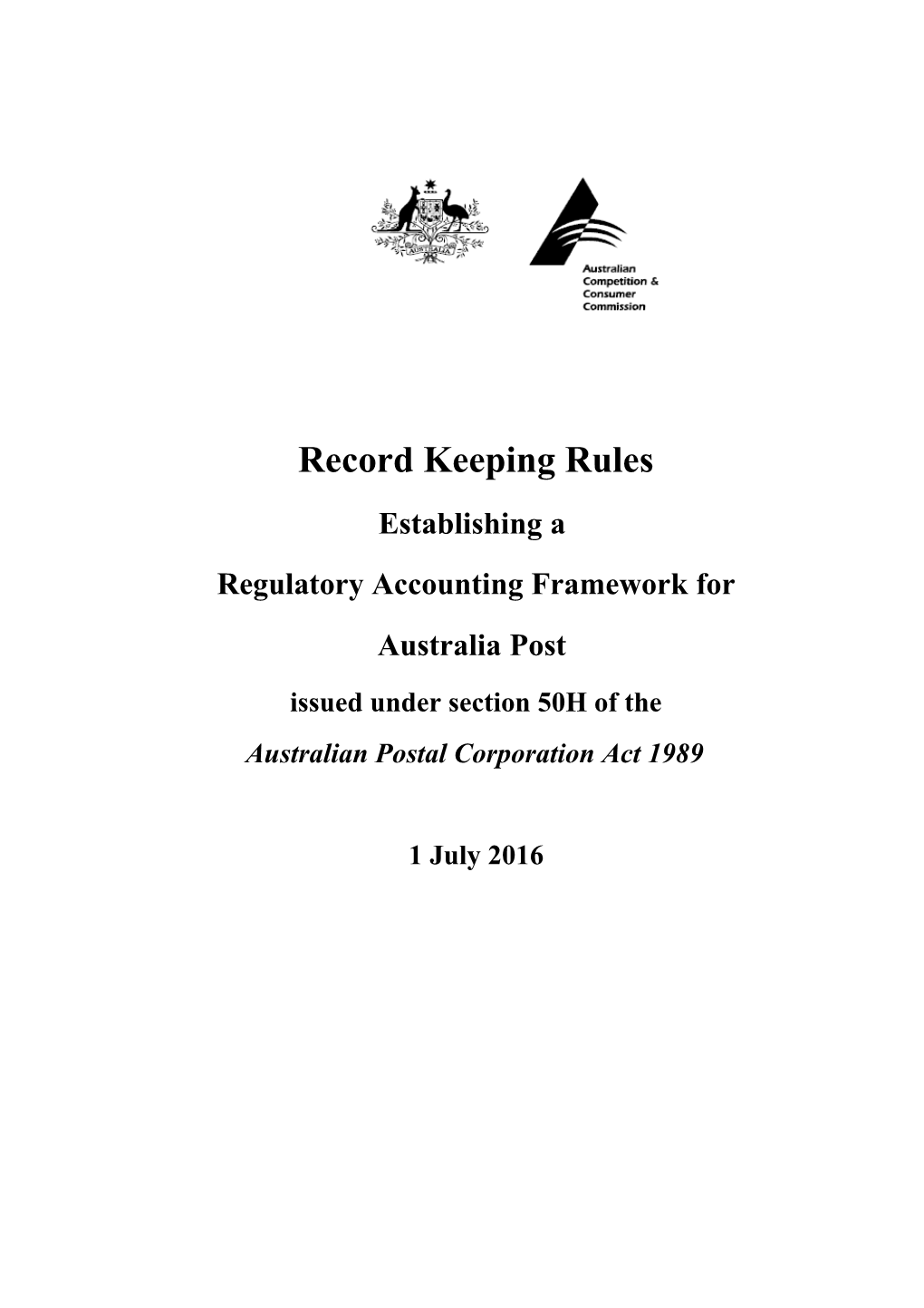 Australia Post Record Keeping Rules FINAL