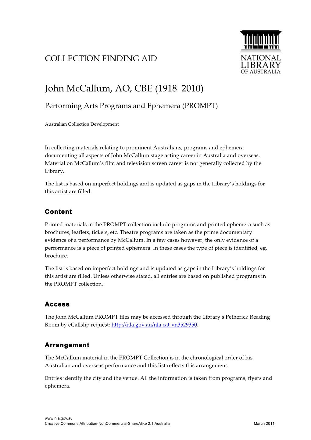 John Mccallum, AO, CBE (1918–2010)