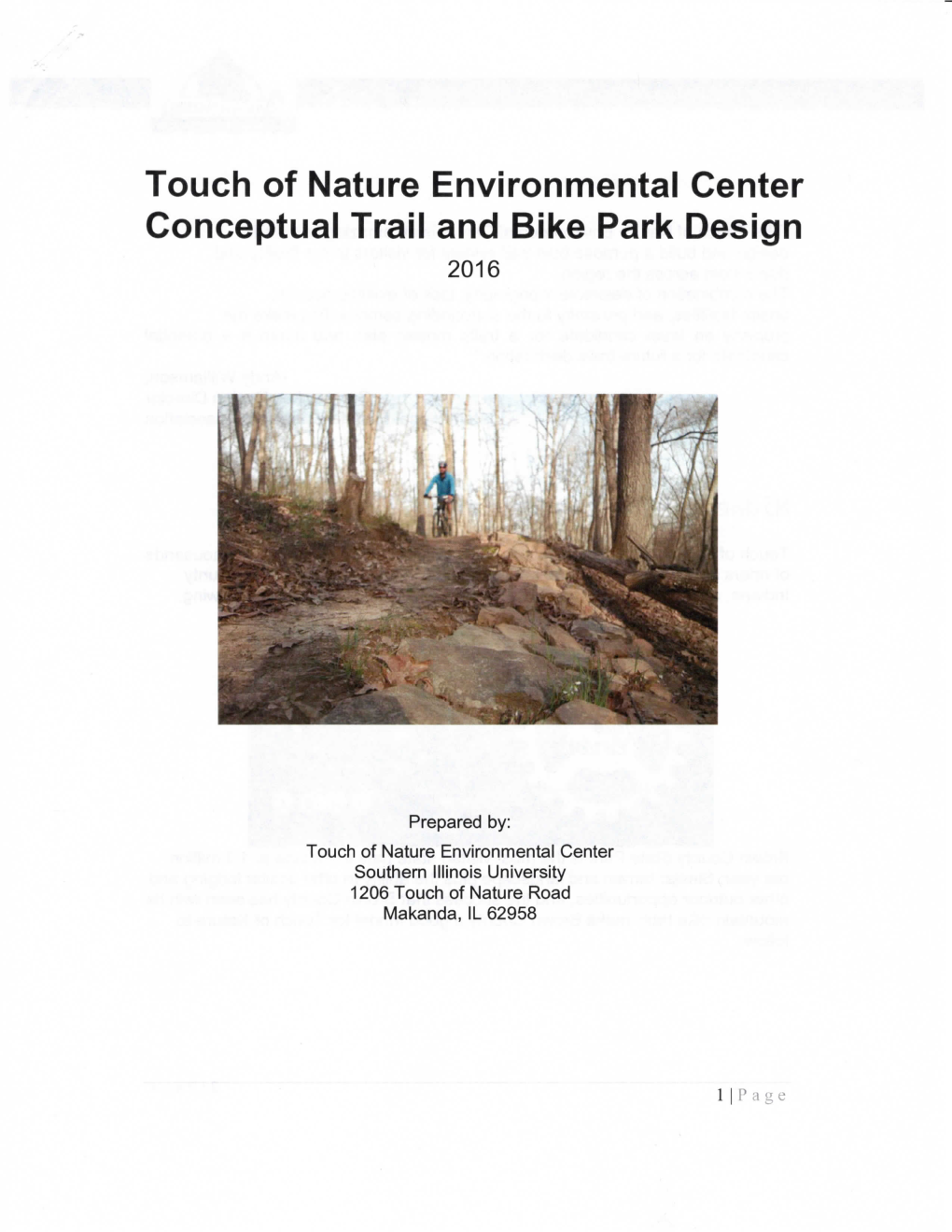 Touch of Nature Environmental Center Conceptual Trail and Bike Park Design 2016