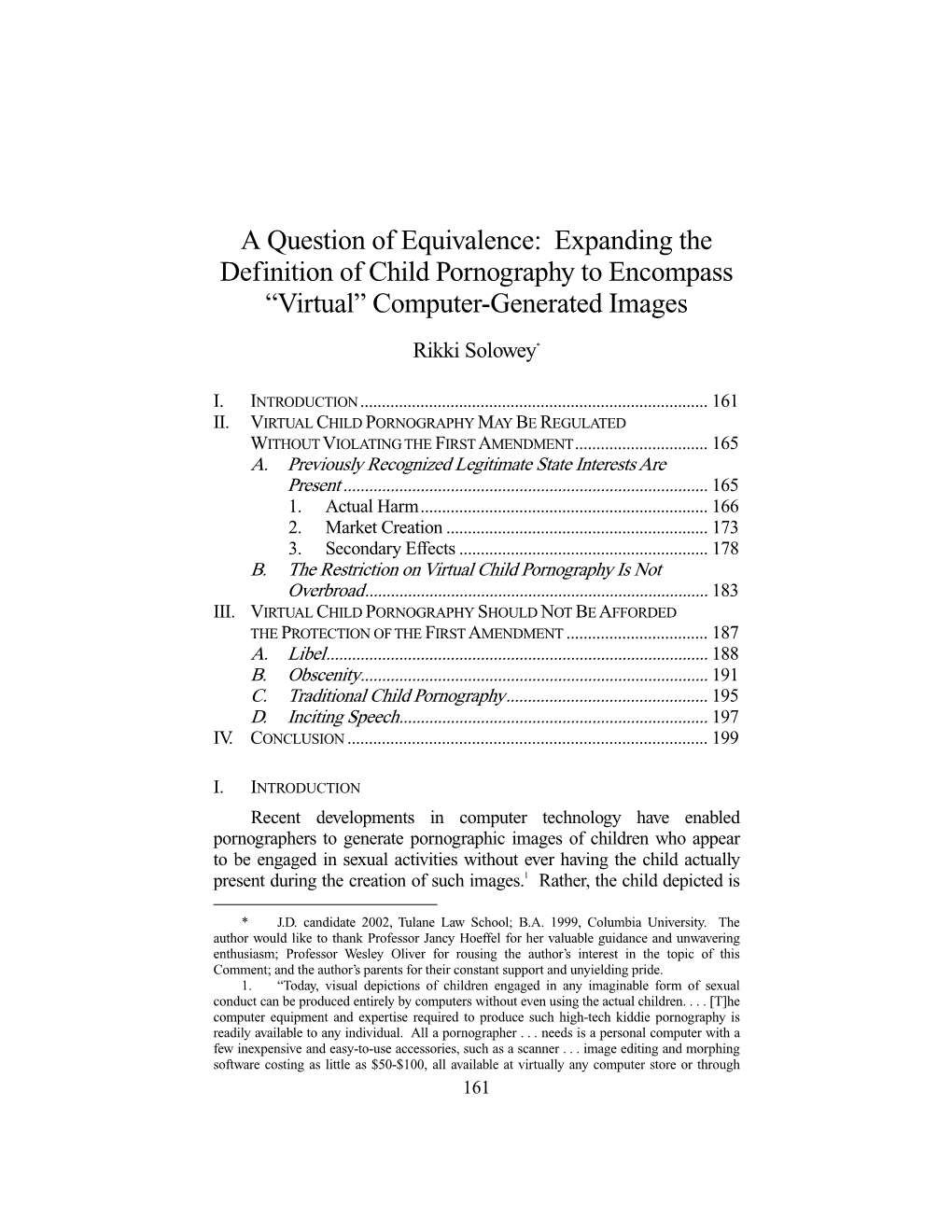 Expanding the Definition of Child Pornography to Encompass “Virtual” Computer-Generated Images