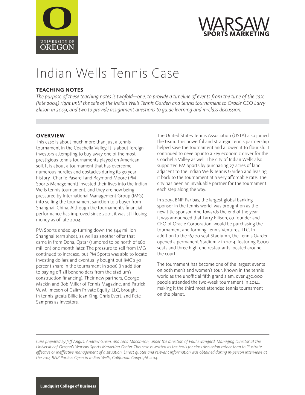 Indian Wells Tennis Case
