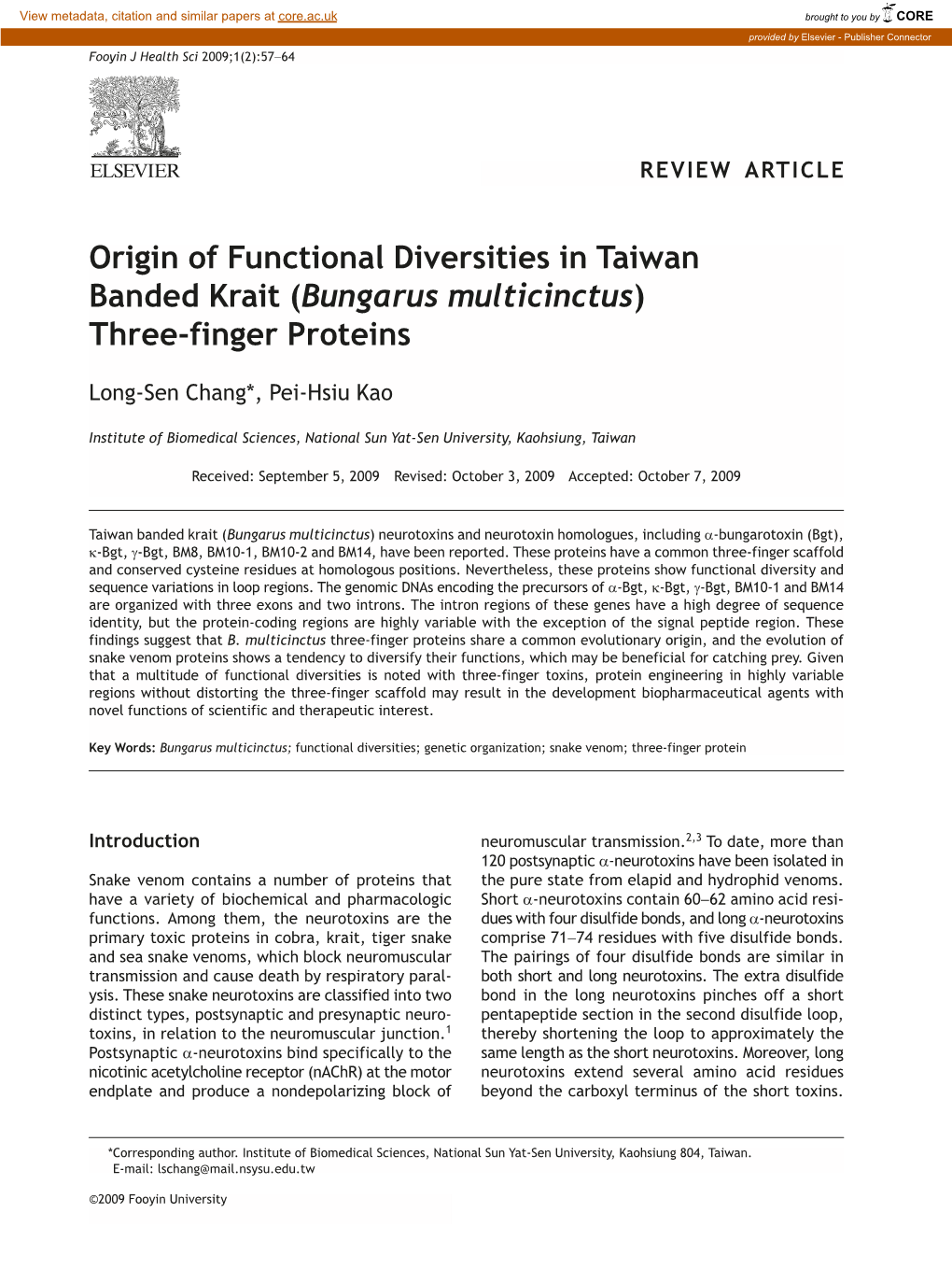 Bungarus Multicinctus) Three-Finger Proteins