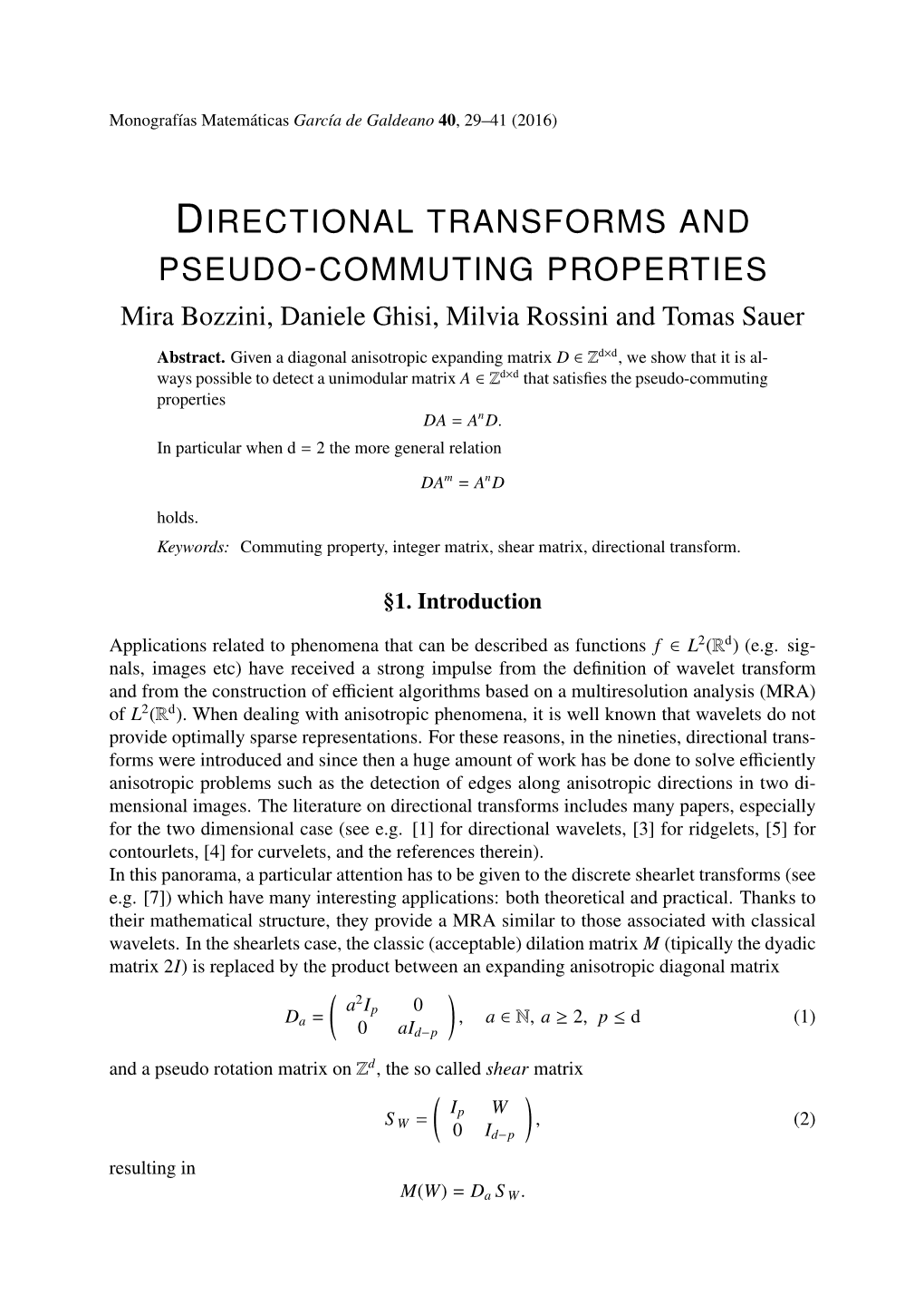 Directional Transforms and Pseudo-Commuting Properties 31