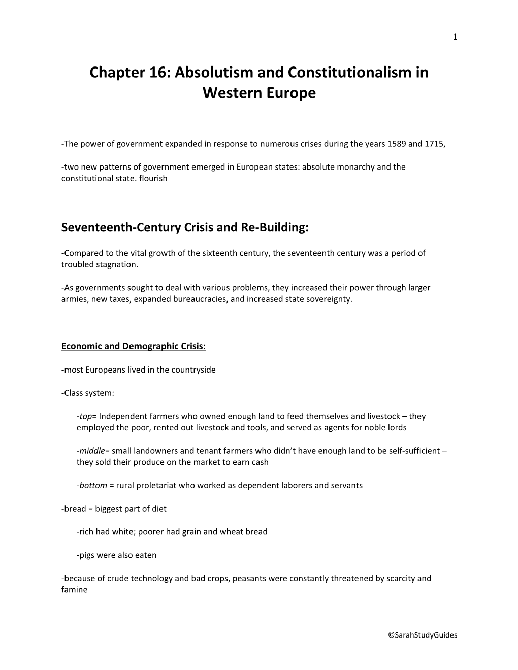 Chapter 16: Absolutism and Constitutionalism in Western Europe