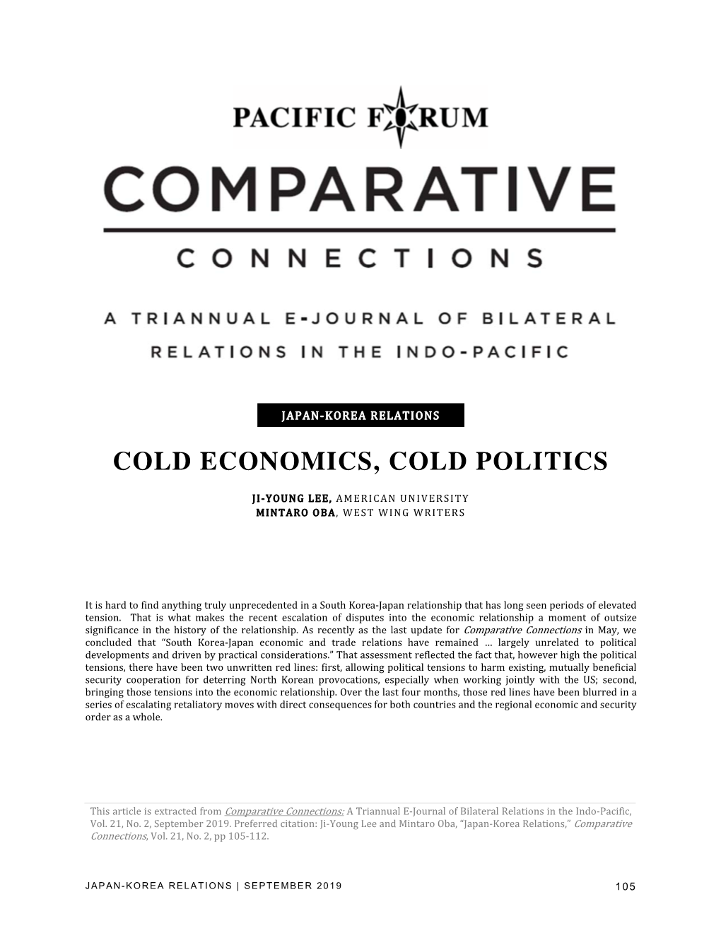 Cold Economics, Cold Politics