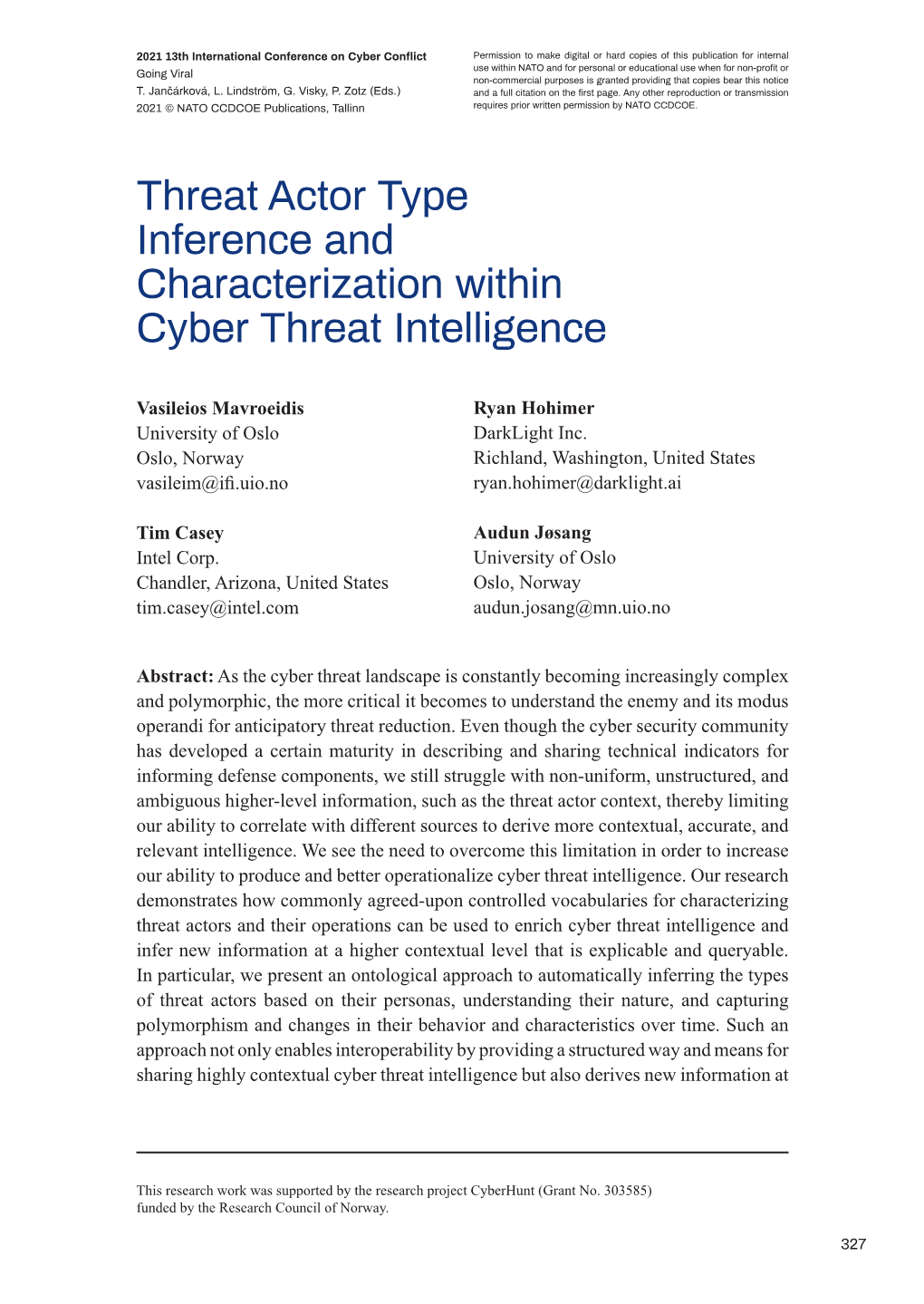 Threat Actor Type Inference and Characterization Within Cyber Threat Intelligence