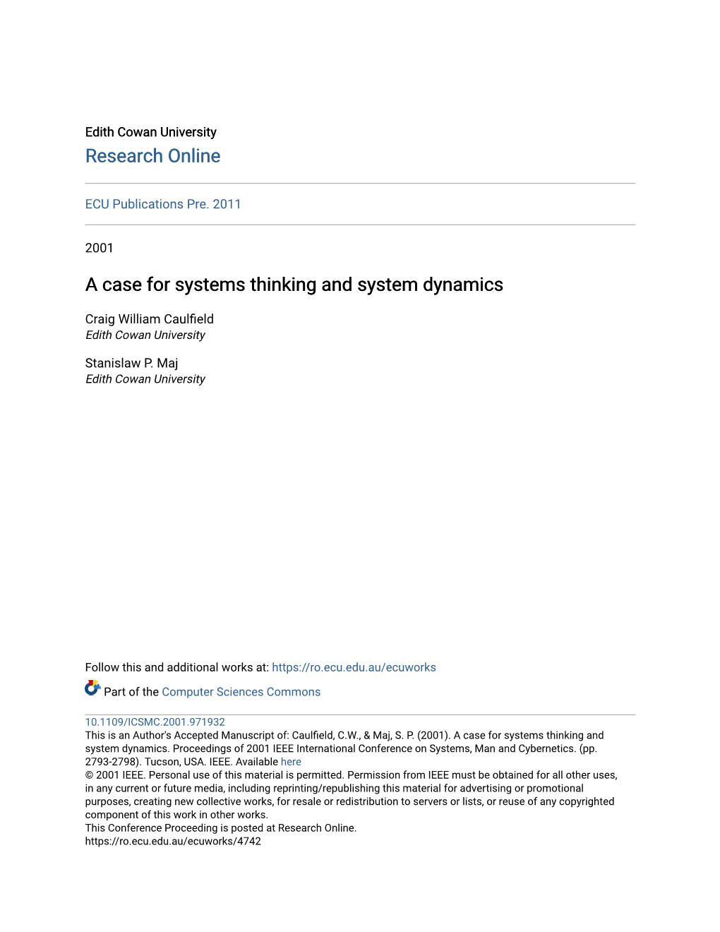 A Case for Systems Thinking and System Dynamics