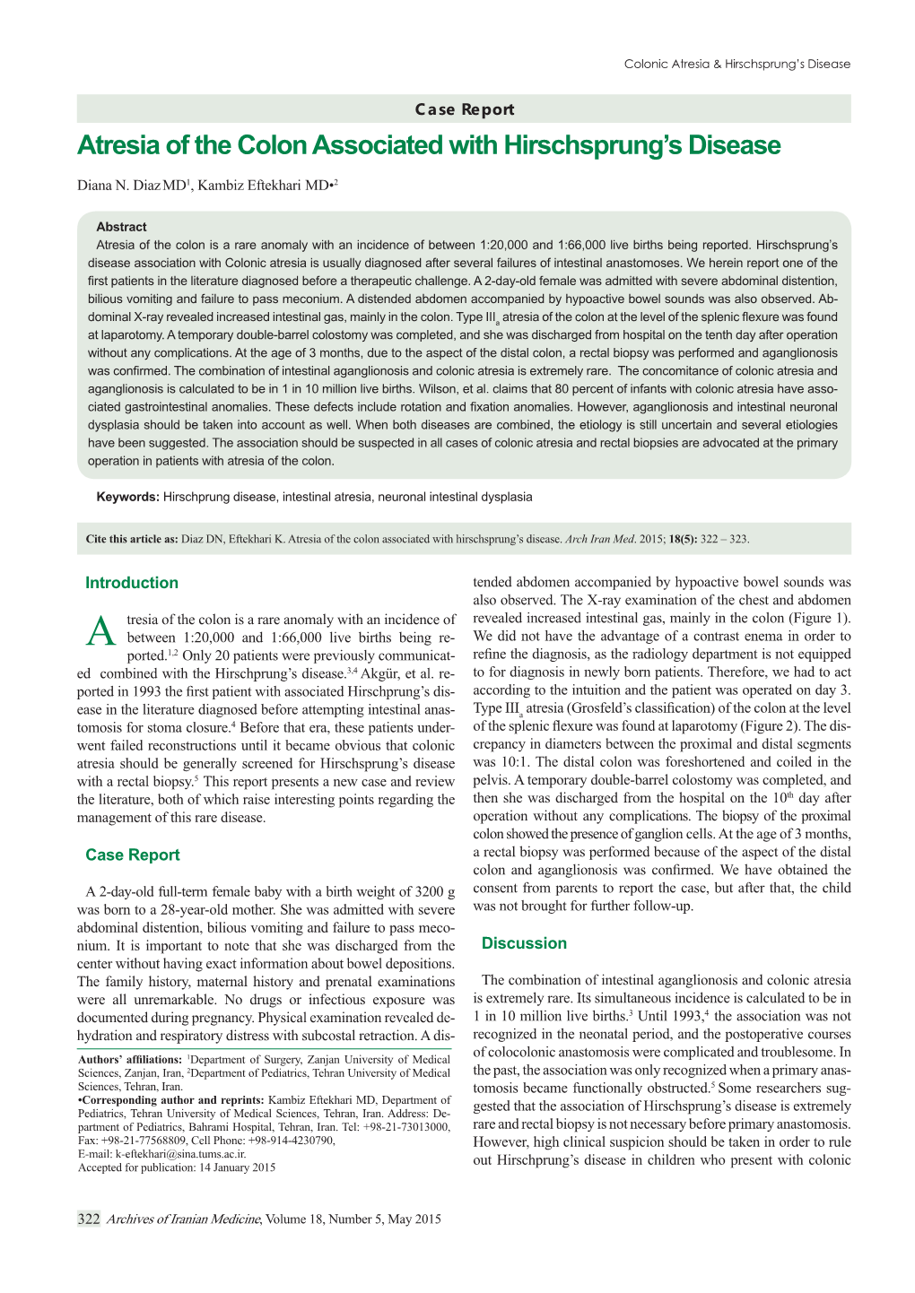 Atresia of the Colon Associated with Hirschsprung's Disease