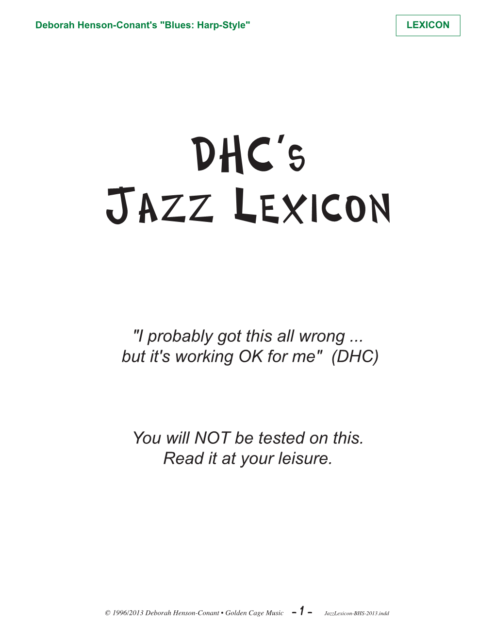 DHC's Jazz Lexicon