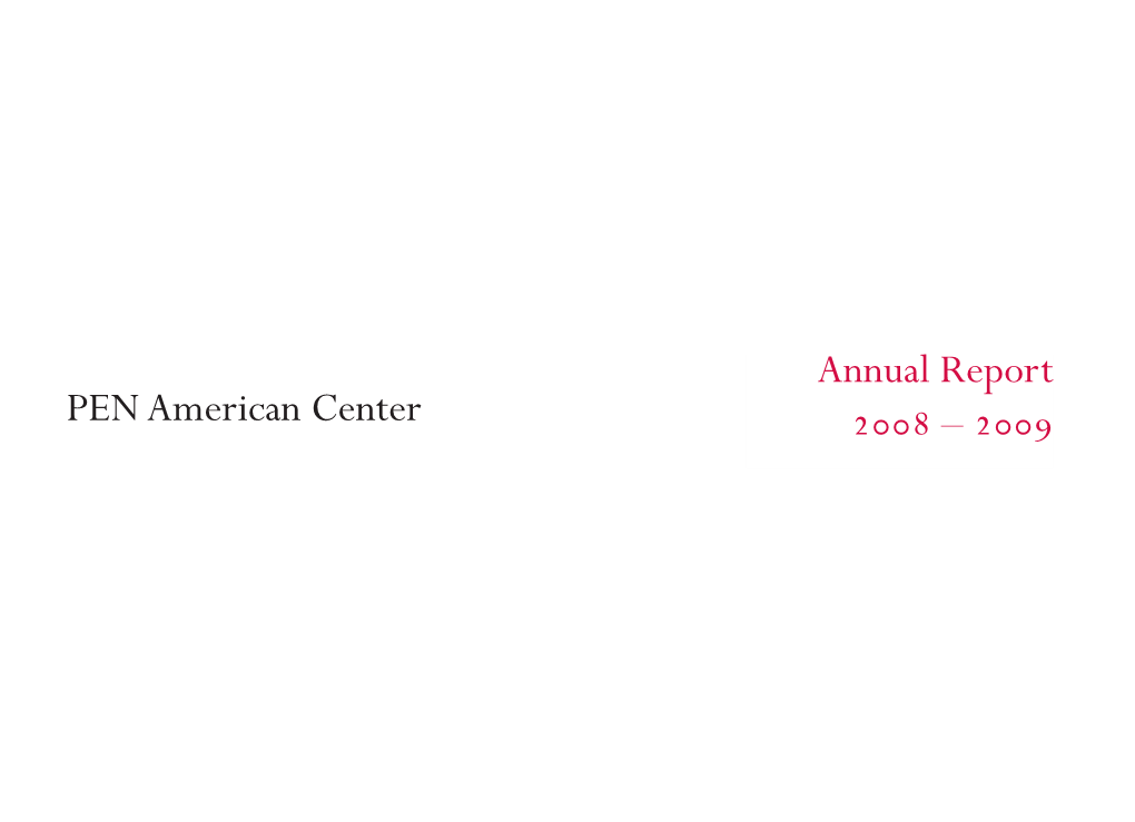 PEN American Center Annual Report 2008 – 2009