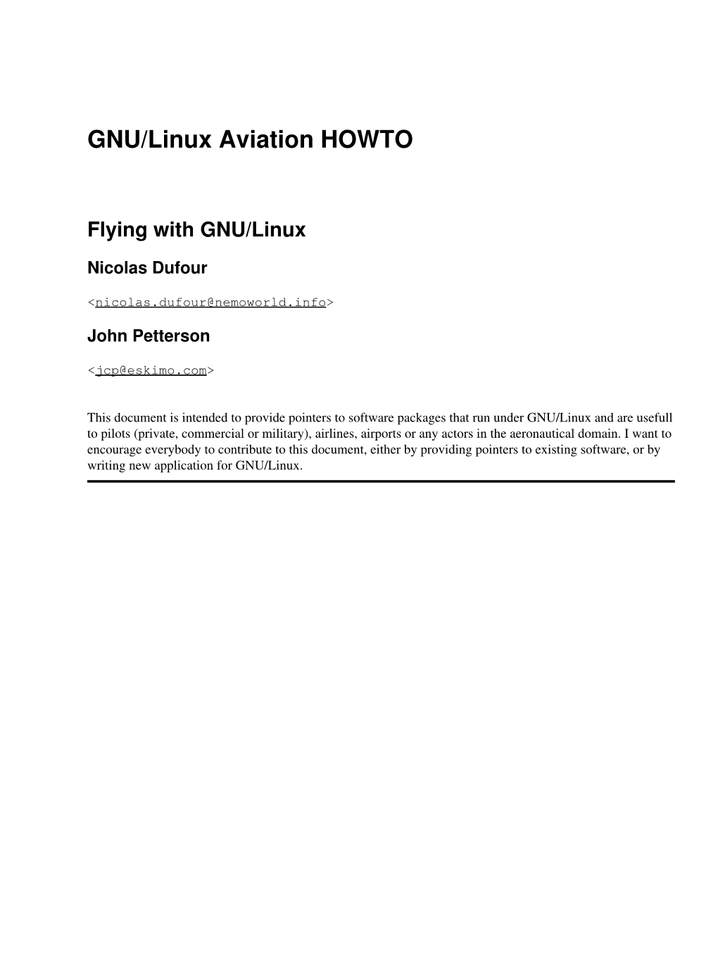 GNU/Linux Aviation HOWTO