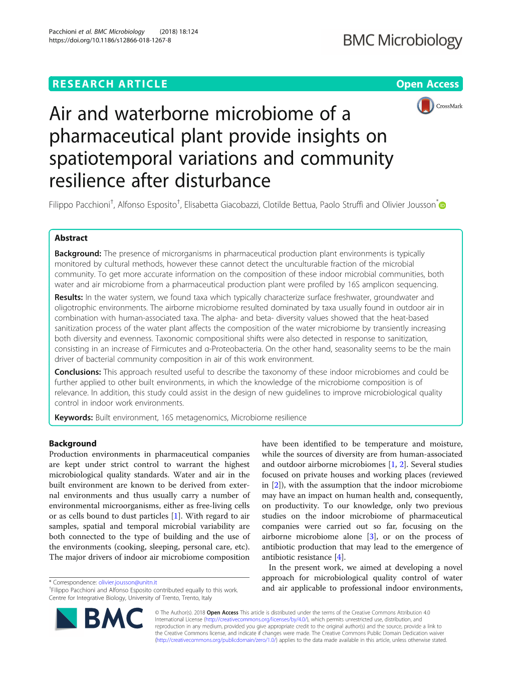 Air and Waterborne Microbiome of a Pharmaceutical Plant Provide