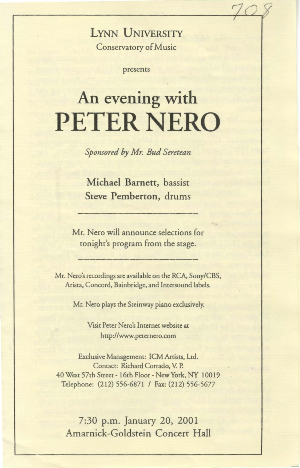 2000-2001 an Evening with Peter Nero