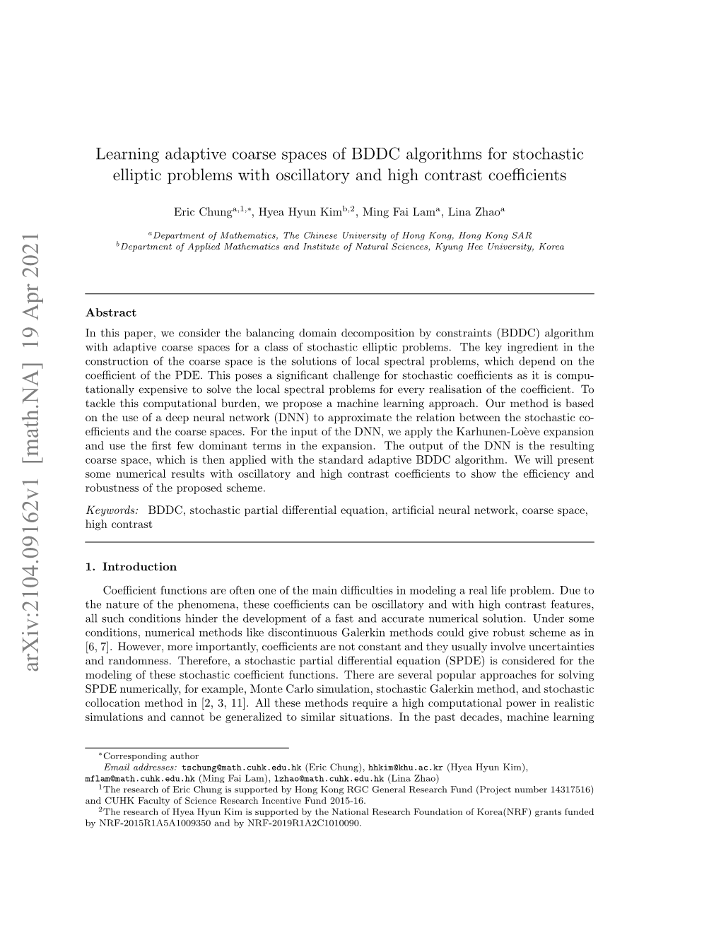 Learning Adaptive Coarse Spaces of BDDC Algorithms for Stochastic Elliptic Problems with Oscillatory and High Contrast Coeﬃcients