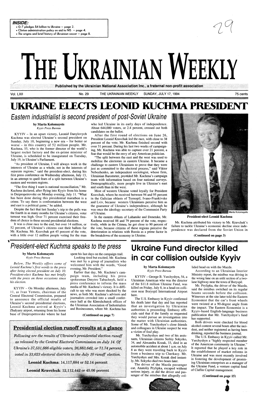 The Ukrainian Weekly 1994, No.29