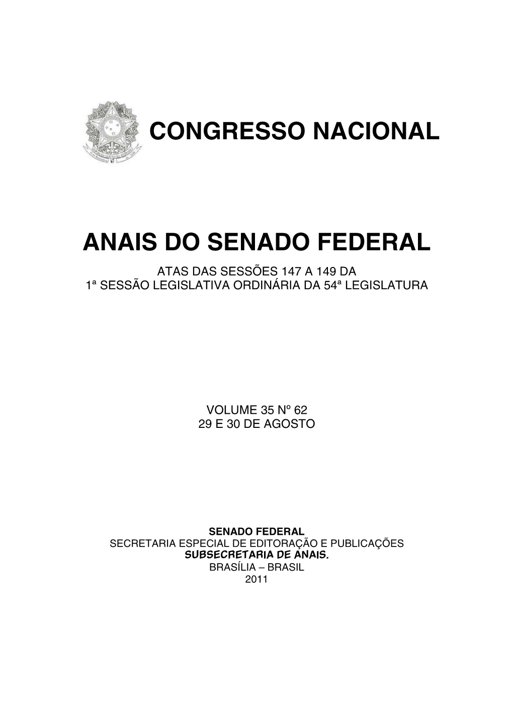 Congresso Nacional Anais Do Senado Federal