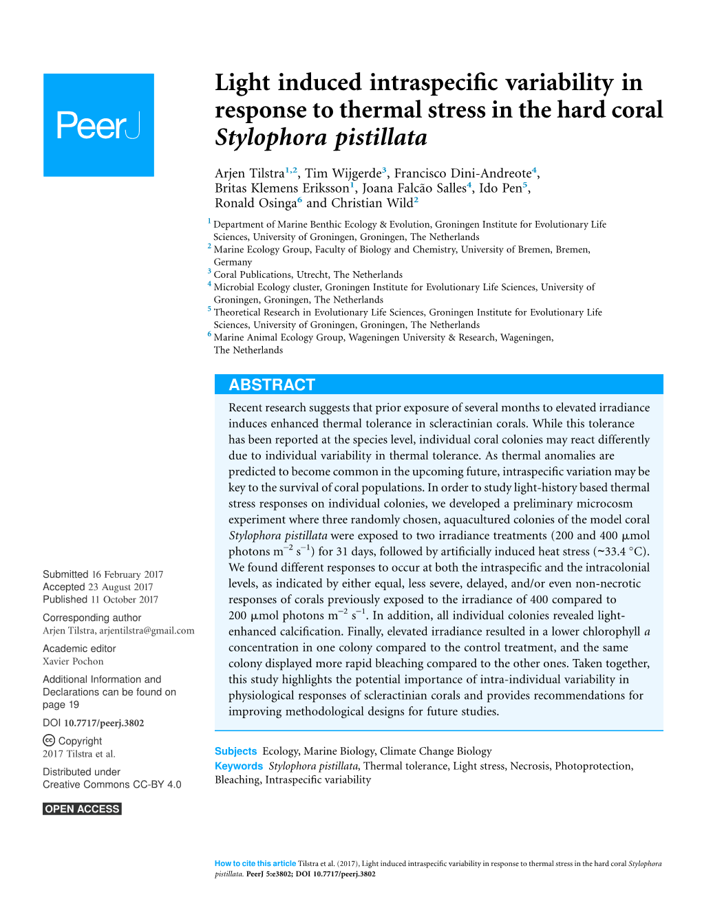 Light Induced Intraspecific Variability in Response to Thermal Stress in The