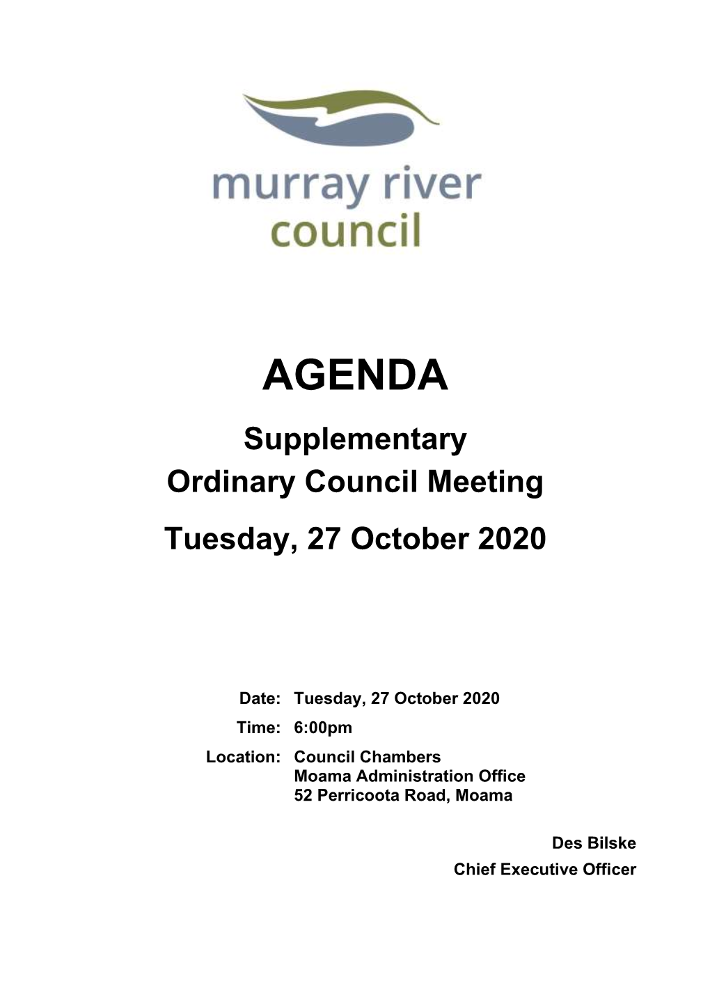 Supplementary Agenda of Ordinary Council Meeting