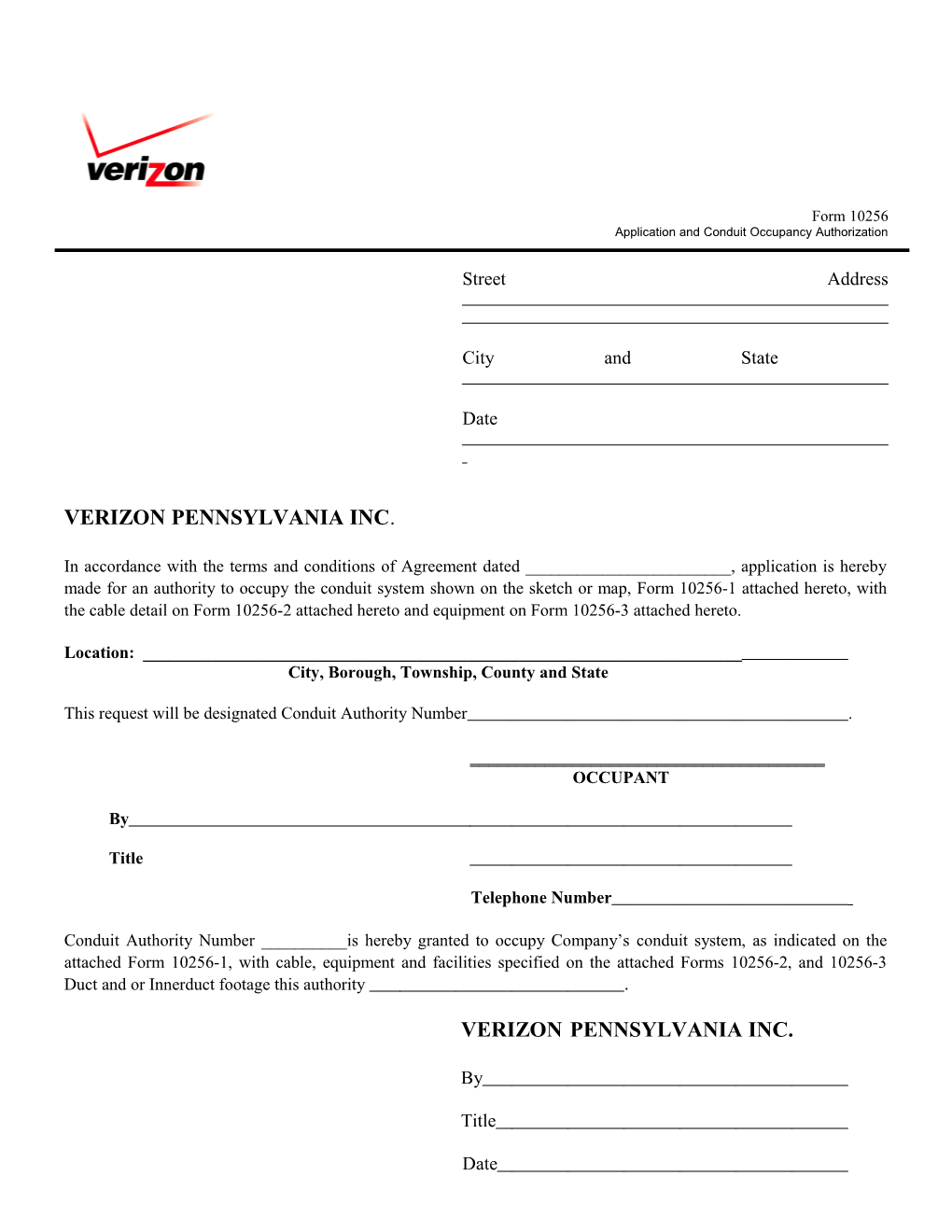 Authorization for Conduit Availability Study