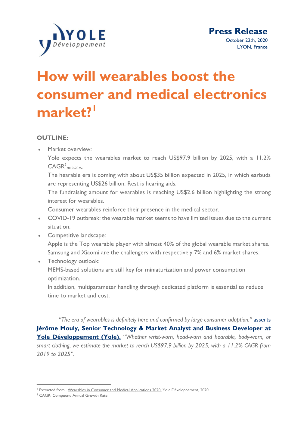 How Will Wearables Boost the Consumer and Medical Electronics Market?1