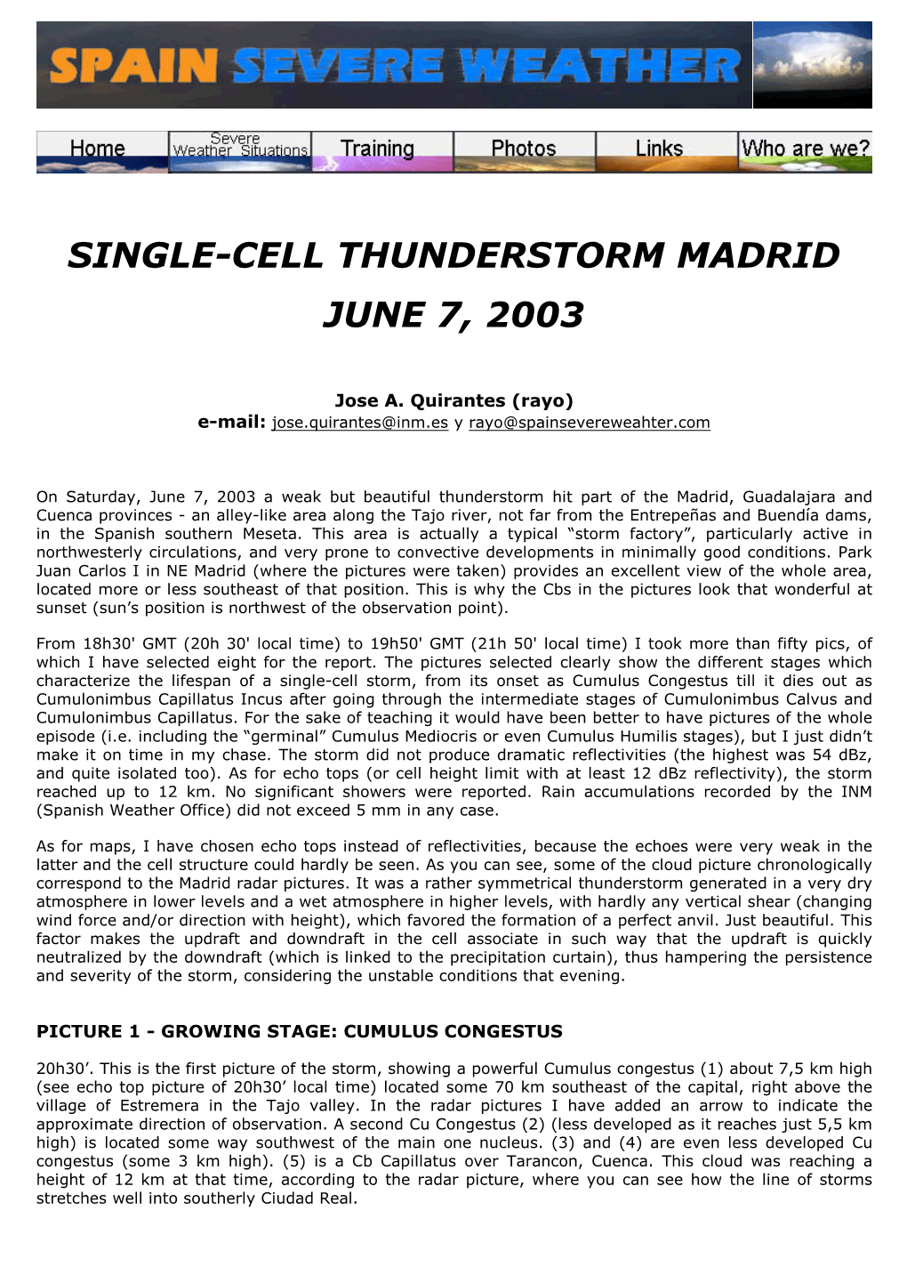 Single-Cell Thunderstorm Madrid June 7, 2003