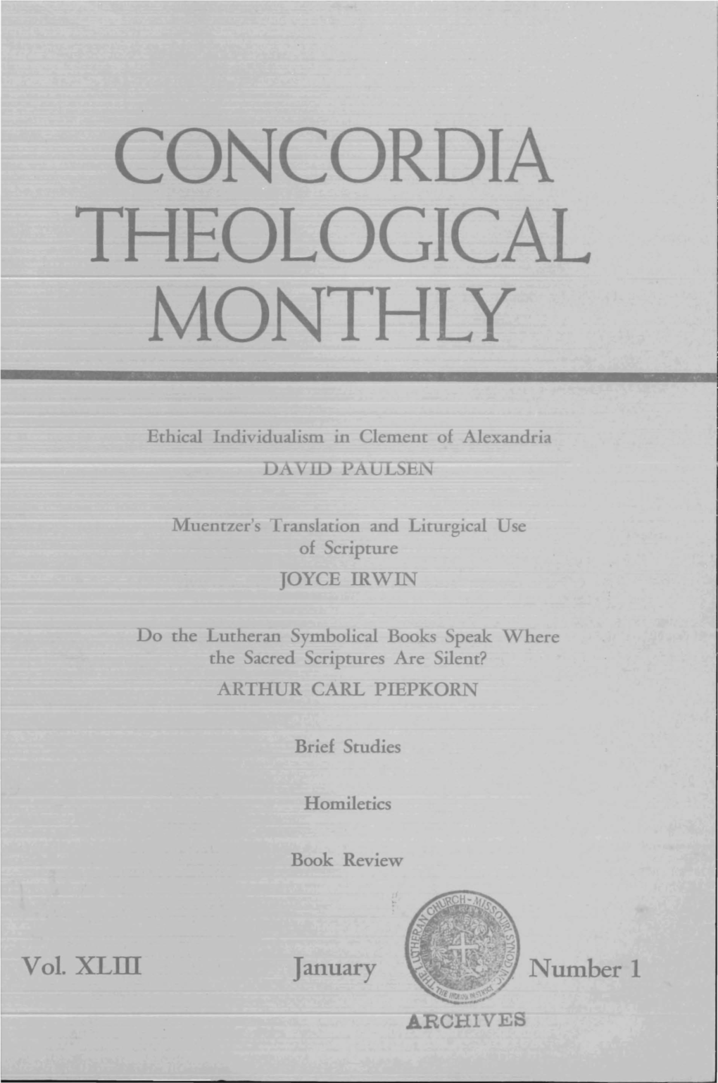 Concordia Theological Monthly