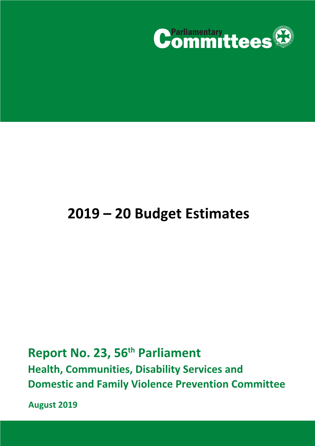 2019 – 20 Budget Estimates