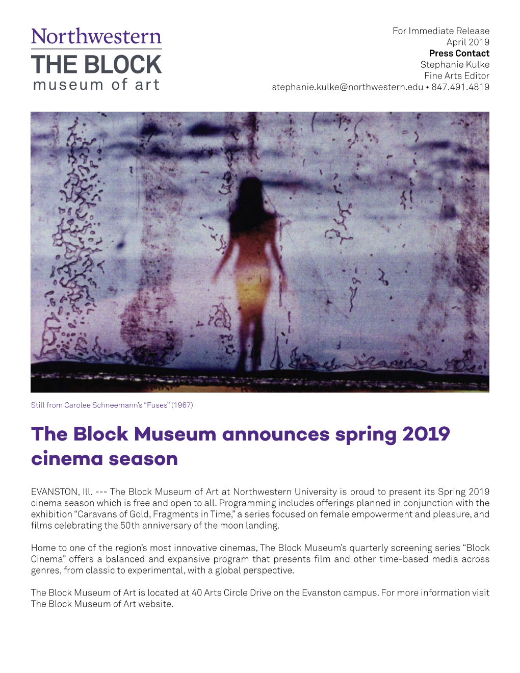 The Block Museum Announces Spring 2019 Cinema Season