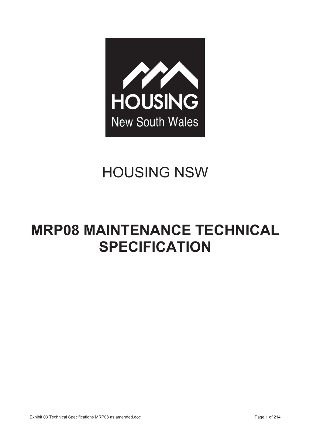 Housing Nsw Mrp08 Maintenance Technical