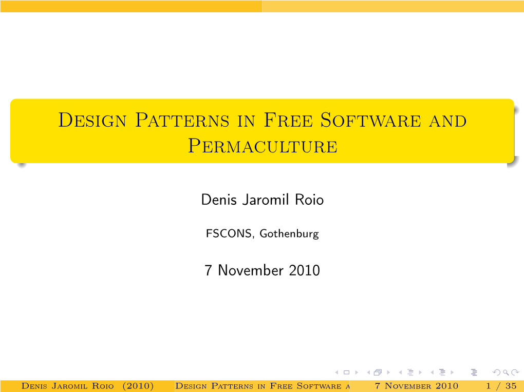 Design Patterns in Free Software and Permaculture