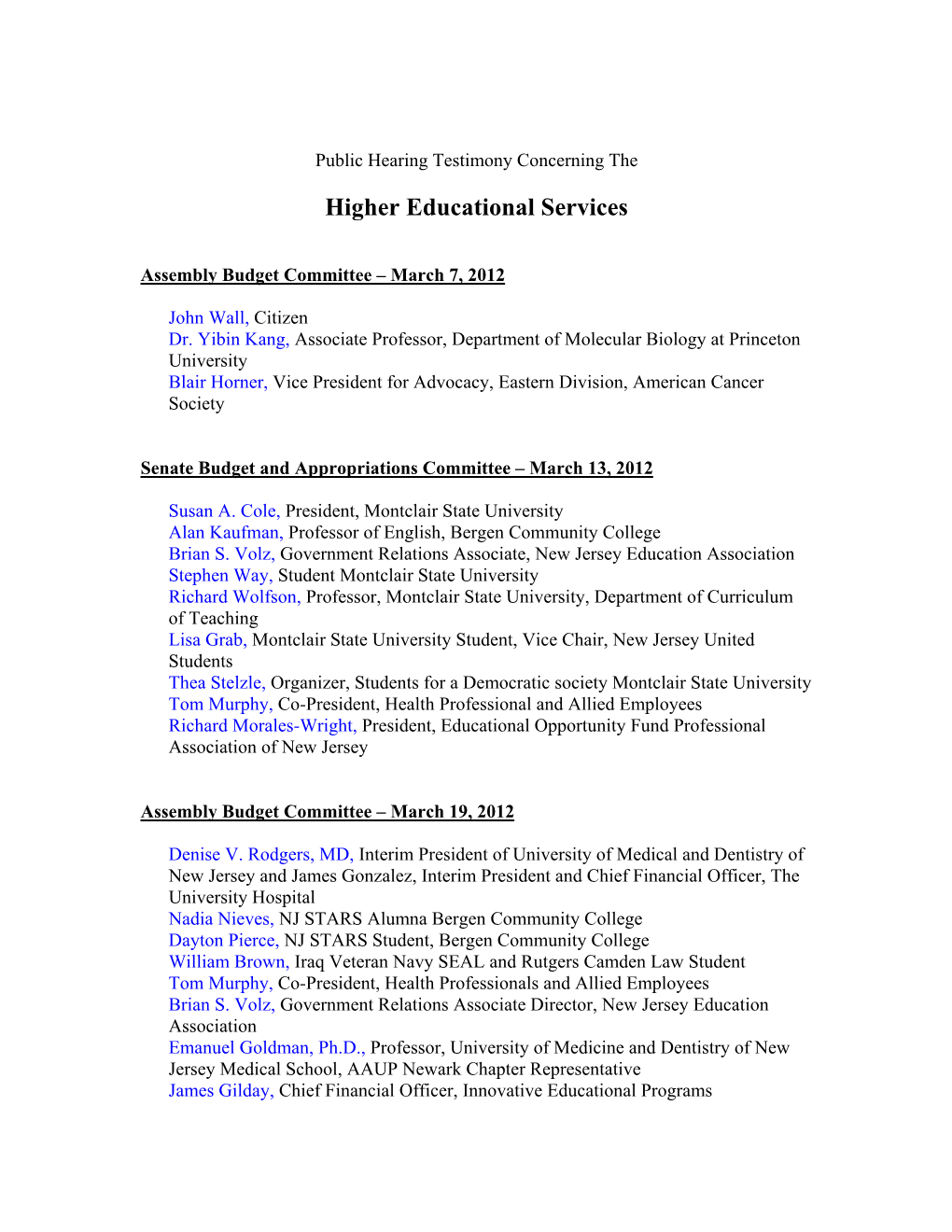 Higher Educational Services