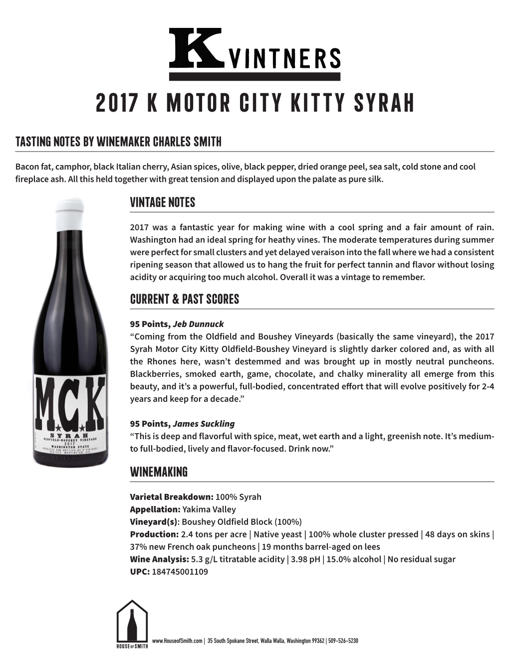 2017 K Motor City Kitty Syrah