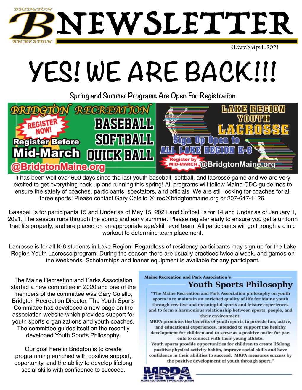 Newsletter March April 2021