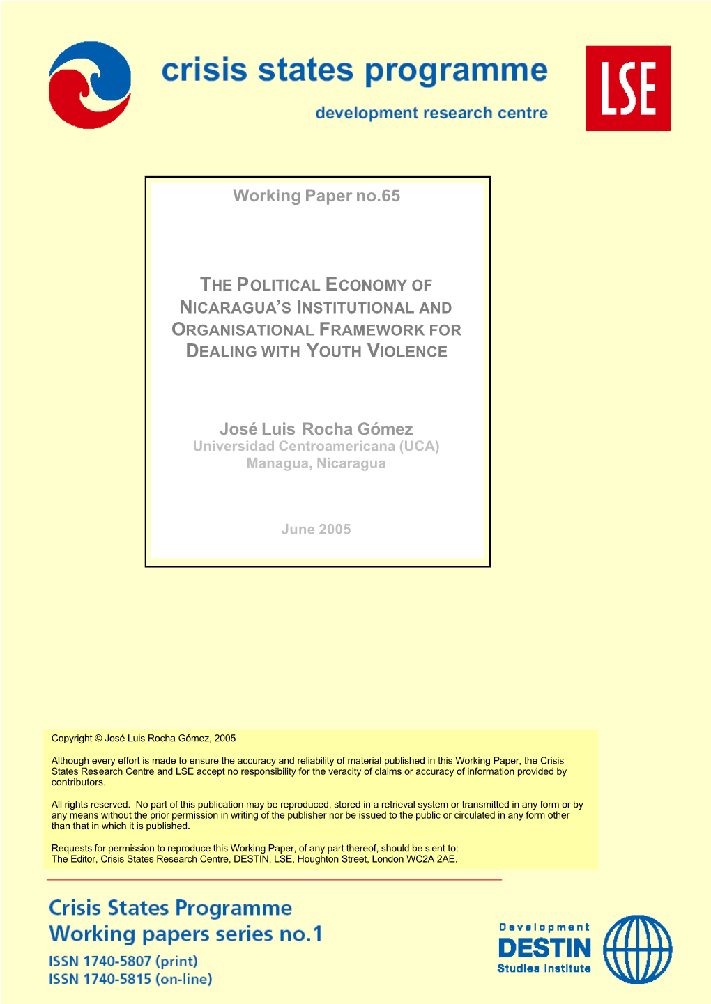 The Political Economy of Nicaragua's Institutional and Organisational