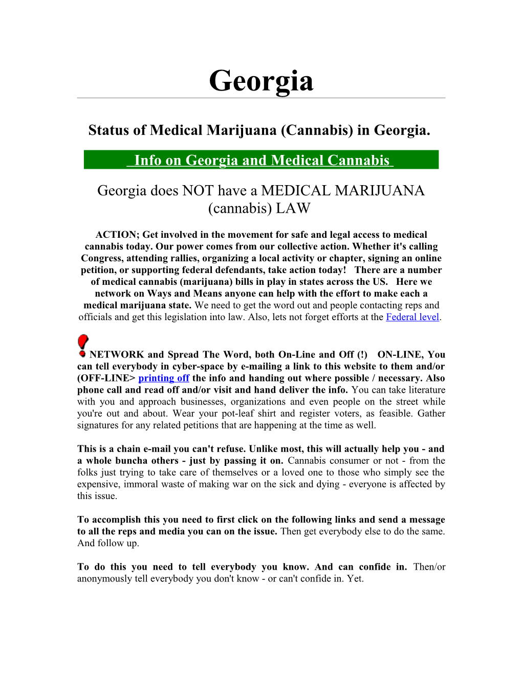 Status of Medical Marijuana (Cannabis) in Georgia