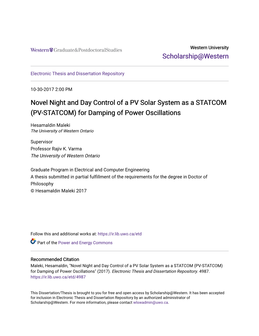 PV-STATCOM) for Damping of Power Oscillations