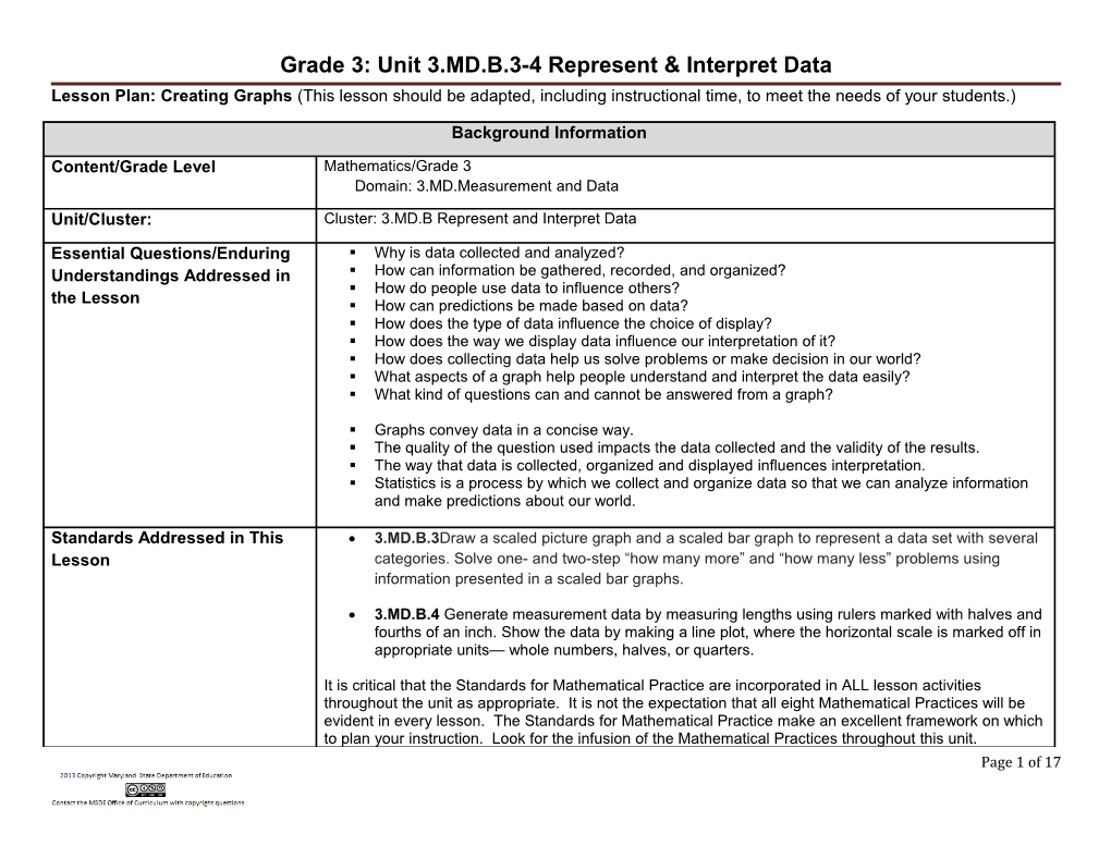 Grade 3: Unit 3.MD.B.3-4 Represent & Interpret Data