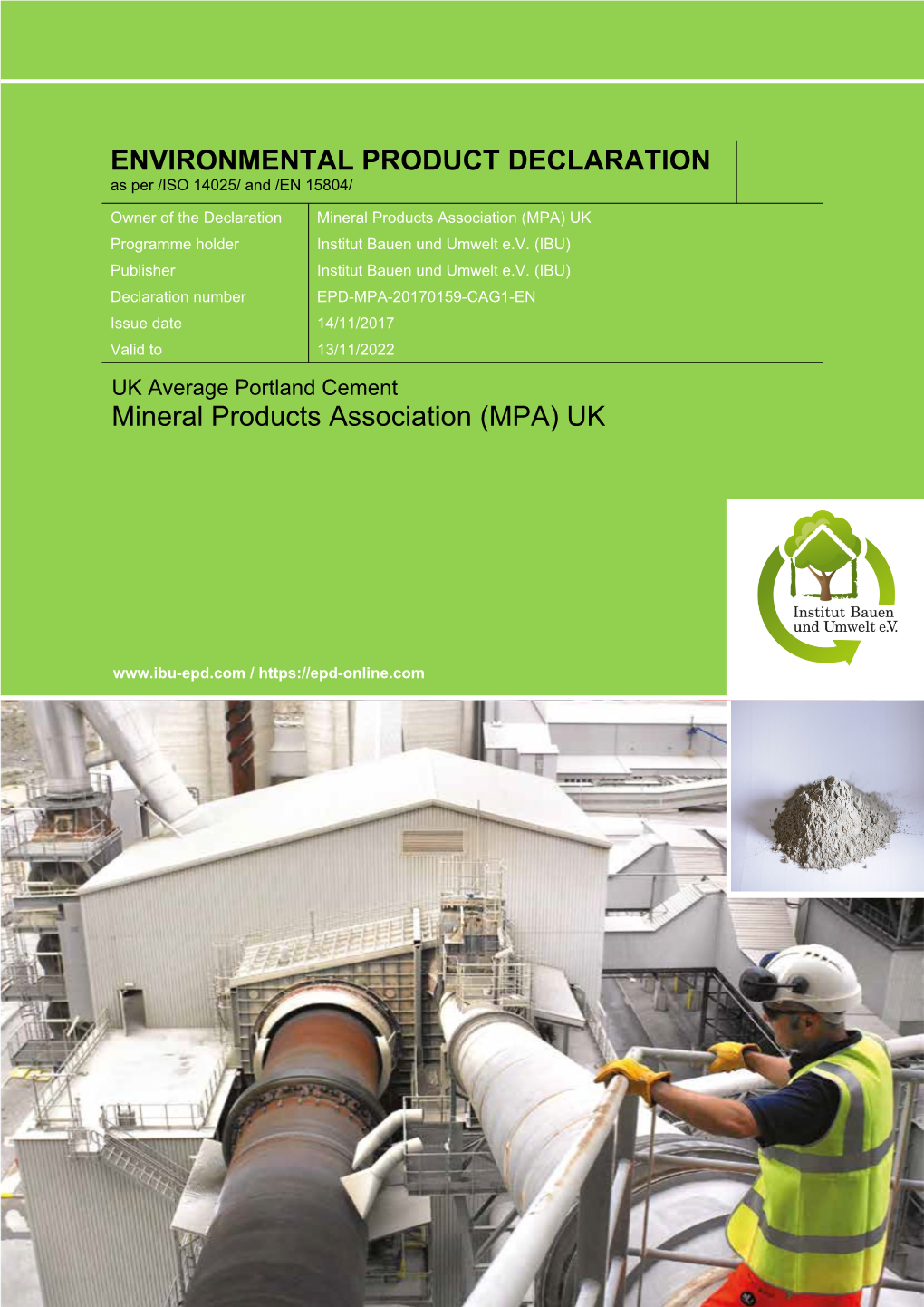 UK Average Portland Cement 2016 Data