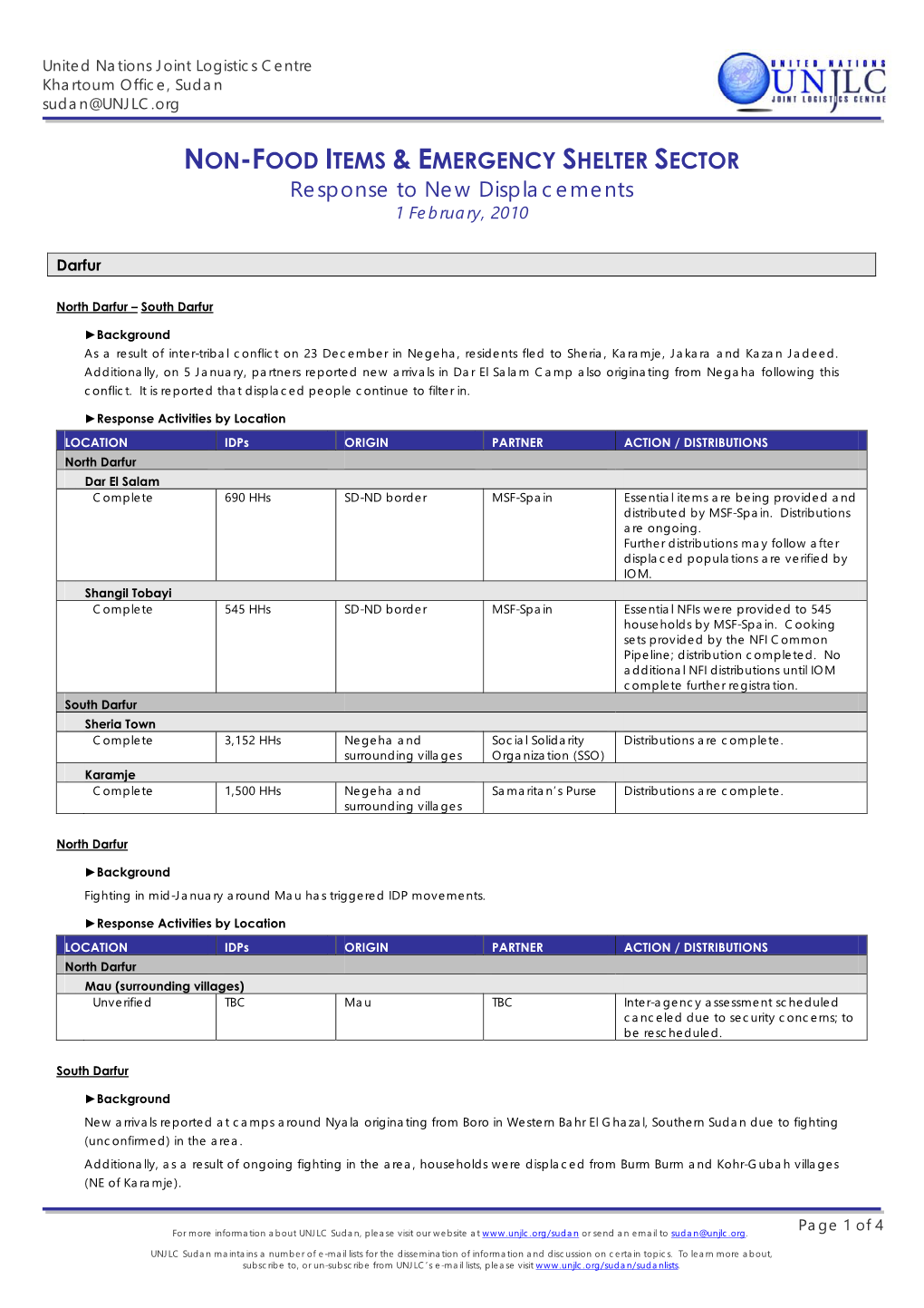 Non-Food Items & Emergency Shelter