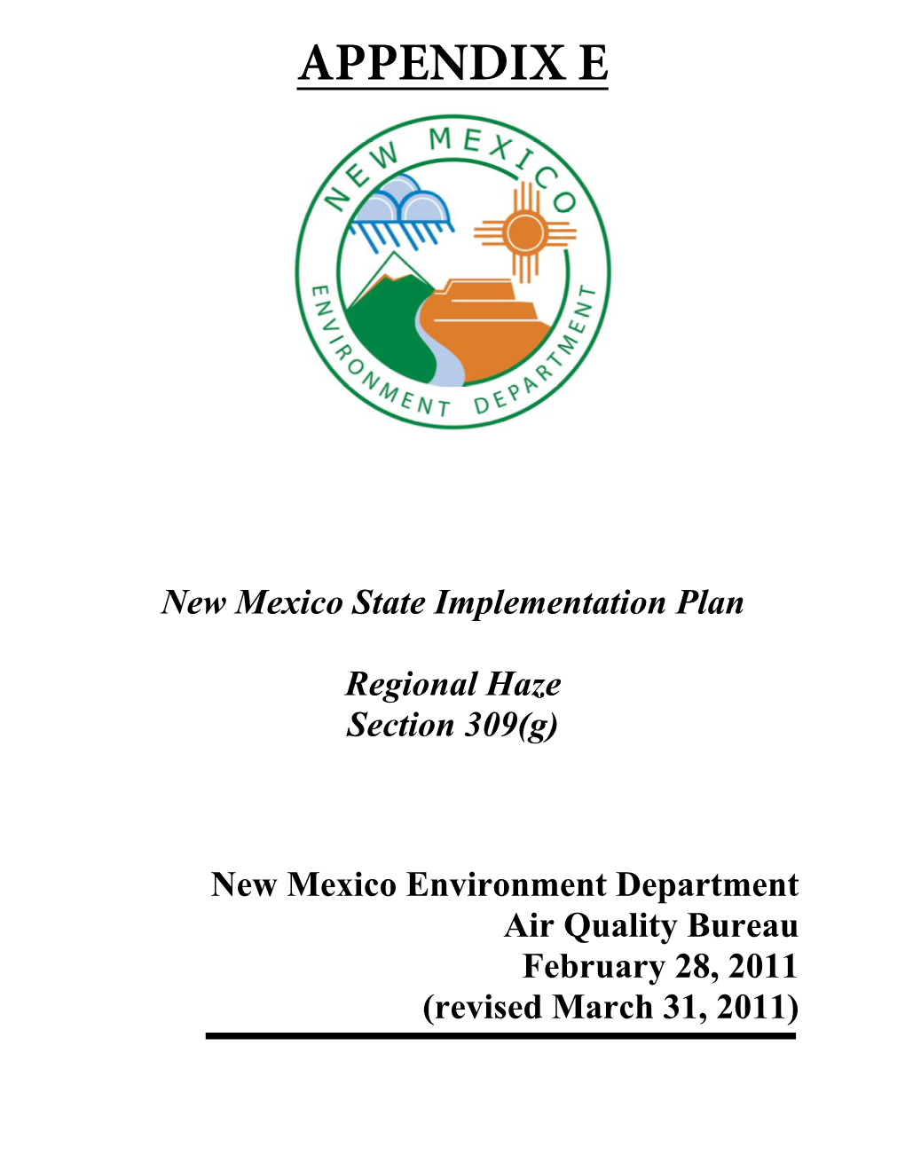 New Mexico Section 309(G) Regional Haze SIP I February 28, 2011