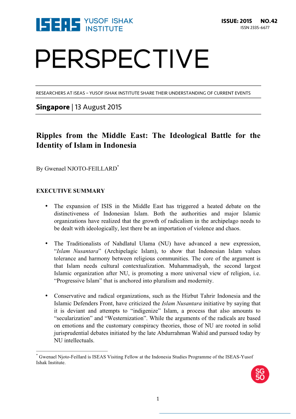 Ripples from the Middle East: the Ideological Battle for the Identity of Islam in Indonesia